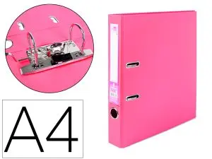 CLASSEUR LEVIER LIDERPAPEL A4 DOCUMENTA CARTON REMBORDÉ 1,9MM DOS 52MM RADO MÉTALLIQUE COLORIS ROSE
