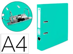 CLASSEUR LEVIER LIDERPAPEL A4 DOCUMENTA CARTON REMBORDÉ 1,9MM DOS 52MM RADO MÉTALLIQUE COLORIS VERT CLAIR
