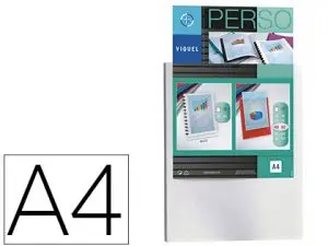 PROTÈGE-DOCUMENTS VIQUEL PERSONNALISABLE POLYPROPYLÈNE 5/10E A4 240X310MM 80 VUES OUVERTURE 180 DEGRÉS COLORIS BLANC