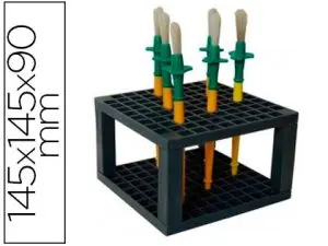 BLOC PRÉSENTOIR PINCEAUX FACILITE LE SÉCHAGE 145X145X90MM COLORIS NOIR