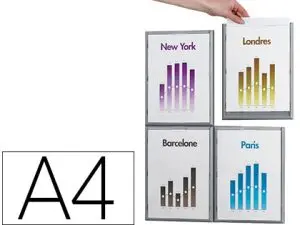 CADRE PAPERFLOW POLYSTYRÈNE CADR'INFO A4 COLORIS ALUMINIUM