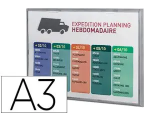 CADRE PAPERFLOW POLYSTYRÈNE CADR'INFO A3 COLORIS ALUMINIUM