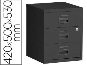 CAISSON MOBILE MT INTERNATIONAL METAL 3 TIROIRS COULISSANTS  SERRURE          ROULETTES 42X50X53CM COLORIS