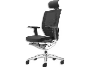 FAUTEUIL ERGONOMIQUE MT INTERNATIONAL GA4X TISSU      DOSSIER RESILLE ASSISE ET     TETIERE REGLABLES ACCOUDOIRS