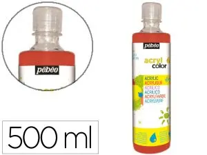 GOUACHE ACRYLIQUE PEBEO ACRYCOLOR INDELEBILE COUVRANTE BRILLANTE MISCIBLE TOUT SUPPORT ROUGE PRIMAIRE FLACON 500ML