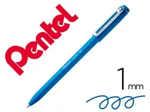 STYLO-BILLE PENTEL IZEE RETRACTABLE ECRITURE MOYENNE  POINTE 1MM ENCRE FAIBLE       VISCOSITE RECHARGEABLE BLEU