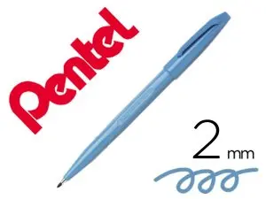 FEUTRE PENTEL SIGN S520 ECRITURE DOUCE AQUARELLABLE   POINTE MOYENNE BAGUEE  LONGUE DUREE ENCRE BLEU CIEL