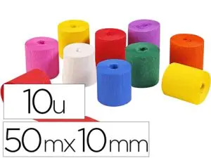 BANDE PAPIER CREPON IGNIFUGE CLAIREFONTAINE 50MMX10M 10 UNITES COLORIS ASSORTIS