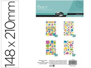 STICKER CLAIREFONTAINE BABY MOTIFS GEOMETRIQUES 148X210MM SACHET 20 PLANCHES COLORIS    ASSORTIS