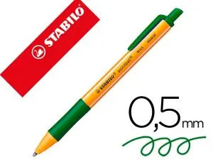 STYLO-BILLE STABILO POINTBALL RETRACTABLE RECHARGEABLE PLASTIQUE RECYCLE 3500M D'ECRITURE  GRIP ANTIDERAPANT VERT