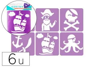 POCHOIRS SODERTEX A L'ABORDAGE EN PLASTIQUE       INCASSABLE 5MM 140X140MM 6    PCS COLORIS ASSORTI