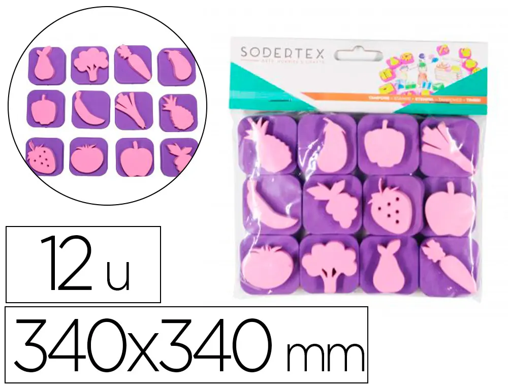 PACK DE 12 MINI TAMPONS EN MOUSSE EVA SODERTEX THEME AU BON MARCHE DIAM. 340MM