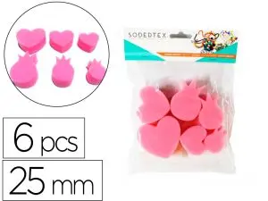 EPONGES TAMPONS SODERTEX COEUR A PEINDRE 25MM 6 PCS    COLORIS ASSORTIS