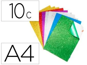 MOUSSE EVA SODERTEX PAILLETEE ADHESIVE 2MM 210X297MM 10     COUPONS 6 COLORIS ASSORTIS