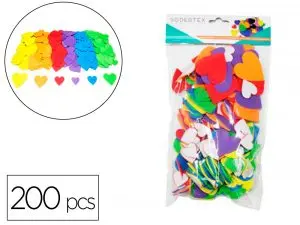 COEURS EN MOUSSE EVA SODERTEX ADHESIVE 200 PCS TAILLES ET COLORIS ASSORTIS
