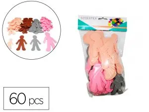 FAMILLES DU MONDE EN MOUSSE EVA SODERTEX 2MM 3 TAILLES 60 PCS 4 COLORIS ASSORTIS