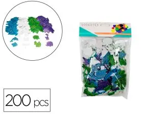 STICKERS ANIMAUX SODERTEX EN MOUSSE EVA PAILLETEE 2MM 200  PCS 4 COLORIS ASSORTIS