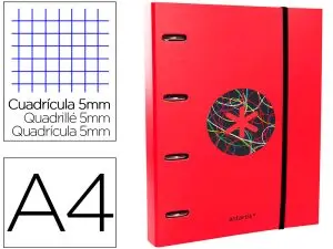 CLASSEUR ANTARTIK TRENDING TOPIC 2020 4 ANNEAUX RONDS 40MM FEUILLET MOBILE A4 5X5MM COLORIS ROUGE