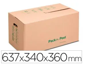 CARTON DE DEMENAGEMENT GPV PACK'NPOST COMPACT MARRON 637X340X360MM POIGNEE RENFORCEE RESISTE JUSQU'A 25KG