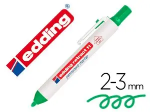 MARQUEUR EDDING PERMANENT RÉTRACTABLE POINTE OGIVE 1,5/3MM RECHARGEABLE COLORIS VERT