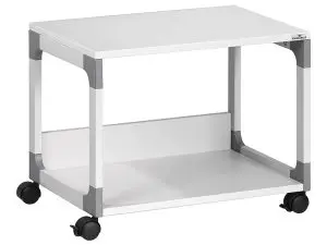 DESSERTE DE BUREAU DURABLE MULTI TROLLEY ACIER REVETEMENT EPOXY POLYESTER 2 TABLETTES 47,7X60X43,2CM COLORIS GRIS