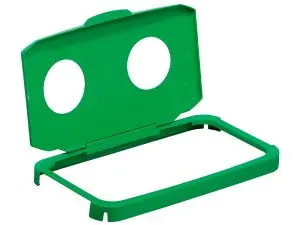 COUVERCLE DURABLE DURABIN SPECIAL VERRE CHARNIERE LATERALE 2 OUVERTURES CIRCULAIRES POUR CONTENEURS DURABIN 60 VERT