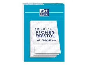 FICHES BRISTOL A6 BLC Q5 P/30 FICHE BRISTOL - OXFORD - 10,5X14,8CM - QUADRILLEE - BLOC 30 FEUILLES