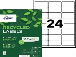 ETIQ.LAS.RECY 63.5X33.9 100F24ETIQUETTE RECYCLEE - AVERY - IMPRESSION LASER - 63.5X33.9MM - 100 FEUILLES