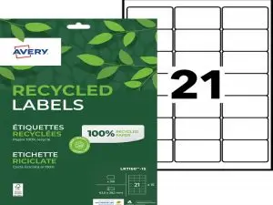 ETIQ.LAS.RECY 63.5X38.1 15F315ETIQUETTE RECYCLEE - AVERY - IMPRESSION LASER - 63.5X38.1MM - 15 FEUILLES