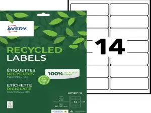 ETIQ.LAS.RECY 99.1X38.1 15F210ETIQUETTE RECYCLEE - AVERY - IMPRESSION LASER - 99.1X38.1MM - 15 FEUILLES