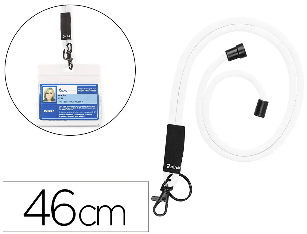 CORDON RD PORTE-BADGE 46CM P10 COLORIS BLANC