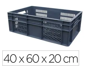 BAC MANUTENTION VISO POLYPROPYLENE TRES RIGIDE PAROIS RENFORCEES EMPILABLE 37L CHARGE 30KG 40X60X20CM GRIS