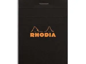 BLOC BUREAU RHODIA A7 PAPIER VÉLIN SURFIN COUVERTURE ENDUITE ENVELOPPANTE 74X105MM 80F DÉTACHABLES 80G 5X5MM NOIR