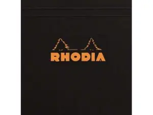 BLOC BUREAU RHODIA A5 PAPIER VÉLIN SURFIN COUVERTURE ENDUITE ENVELOPPANTE 148X210MM 80F DÉTACHABLES 80G 5X5MM NOIR