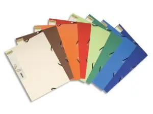 CHEMISE 3 RABATS EXACOMPTA FOREVER CARTE RECYCLÉE 380G FORMAT A4 24X32CM ÉTIQUETTE DOS ÉLASTIQUE LOT 25 UNITÉS ASSORTIES