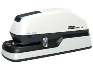 AGRAFEUSE OPTIMA 20 ELECTRIQUE 20 FEUILLES FONCTIONNEMENT   SECTEUR/PILES COLORIS ARGENT/NOIR + BOITE 1000 AGRAFES