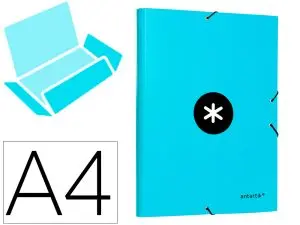 CHEMISE ANTARTIK CARTON REMBORDE A4+ 3 RABATS         ELASTIQUE COLORIS TURQUOISE