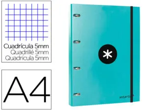 CLASSEUR ANTARTIK 4 ANNEAUX RONDS 25MM A4 CARTON REMBORDE FEUILLETS MOBILES Q5X5 COLORISMENTHE