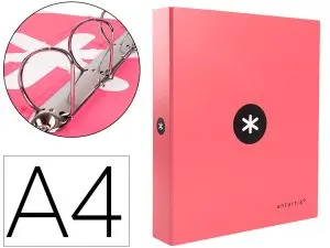 CLASSEUR ANTARTIK 4 ANNEAUX END 40MM A4+ CARTON REMBORDE    COLORIS CORAIL