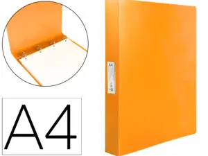 CLASSEUR LIDERPAPEL 4 ANNEAUX 25MM A4 260X315MM POLYPROPYLENE DOS 40MM PORTE-CARTES VISITE COLORIS ORANGE