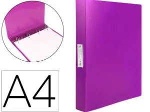 CLASSEUR LIDERPAPEL 4 ANNEAUX 25MM A4 260X315MM POLYPROPYLENE DOS 40MM PORTE-CARTES VISITE COLORIS VIOLET