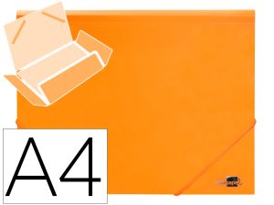 CHEMISE LIDERPAPEL POLYPROPYLENE DOS FLEXIBLE A4 210X297MM 4/10E 3 RABATS 100F ELASTIQUE ORANGE FLUO OPAQUE