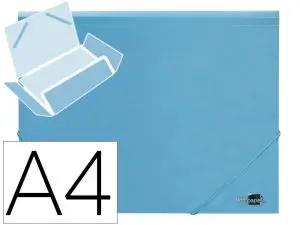 CHEMISE LIDERPAPEL POLYPROPYLENE DOS FLEXIBLE A4 210X297MM 4/10E 3 RABATS 100F ELASTIQUE BLEU CIEL OPAQUE