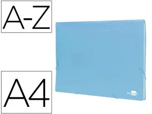 TRIEUR LIDERPAPEL POLYPRO A4 210X297MM 700 MICRONS 13 COMPARTIMENTS FERMETURE ELASTIQUE  COLORIS BLEU CIEL OPAQUE