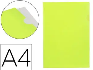 POCHETTE COIN LIDERPAPEL POLYPROPYLENE 180 MICRONS A4  210X297MM CAPACITE 20F        COLORIS JAUNE FLUO