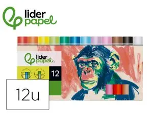 CRAYON CIRE MOLE LIDERPAPEL POINTE RONDE COLORIS ASSORTIS ETUI 12 UNITES