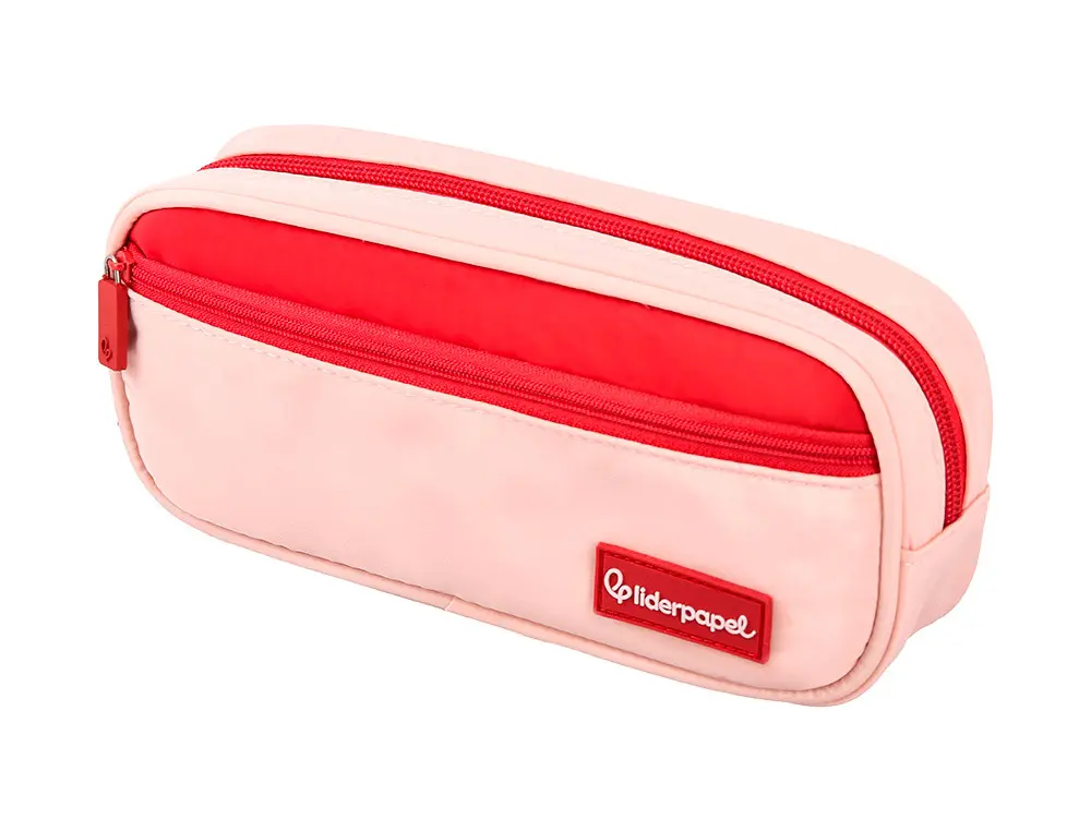 TROUSSE LIDERPAPEL DUO 2 FERMETURES ECLAIR AVEC POCHE A L'AVANT COLORIS ROSE 20X90X50MM
