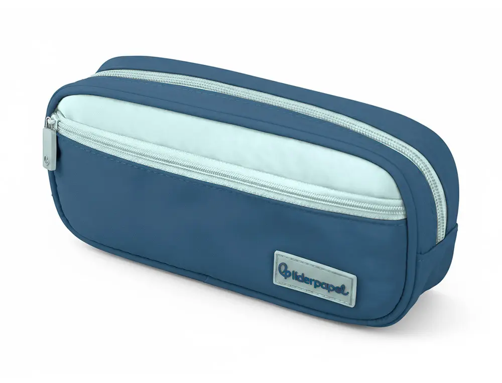 TROUSSE LIDERPAPEL DUO 2 FERMETURES ECLAIR AVEC POCHE A L'AVANT COLORIS BLEU FONCE 220X90X50MM