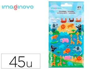 AUTOCOLLANTS IMAGINOVO CUTE ANIMAUX SAFARI EN RELIEF 190X105 MM SOUS BLISTER