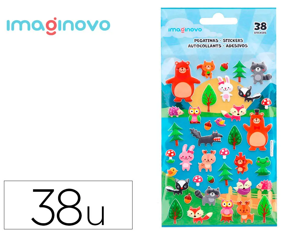 AUTOCOLLANTS IMAGINOVO CUTE ANIMAUX DE FORET EN RELIEF 190X105 MM SOUS BLISTER